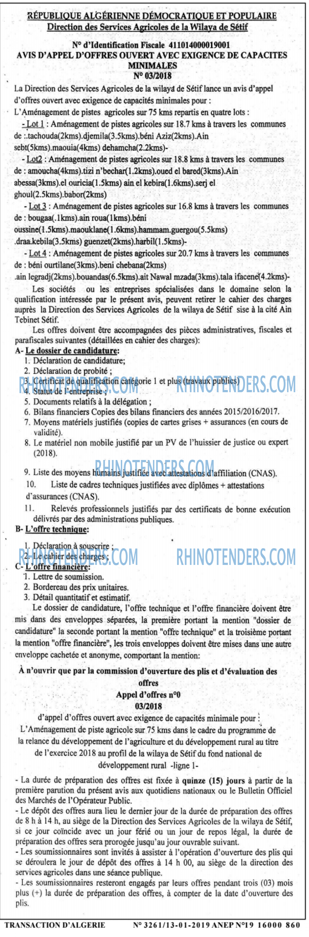 TRANSACTION D'ALGERIE