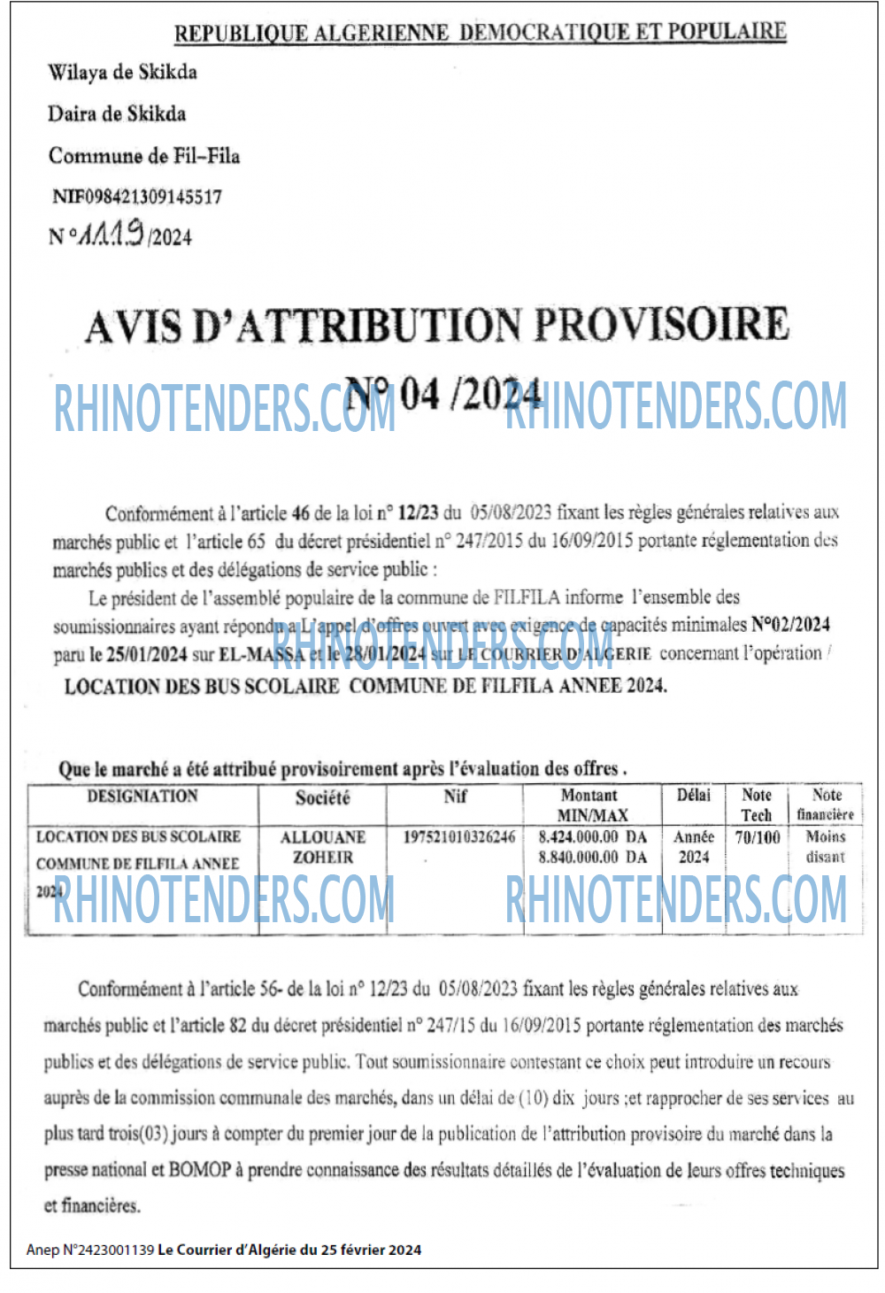 Le Courrier d'Algerie