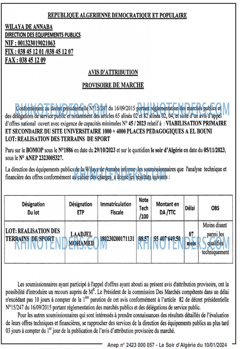 LE SOIR D'ALGERIE