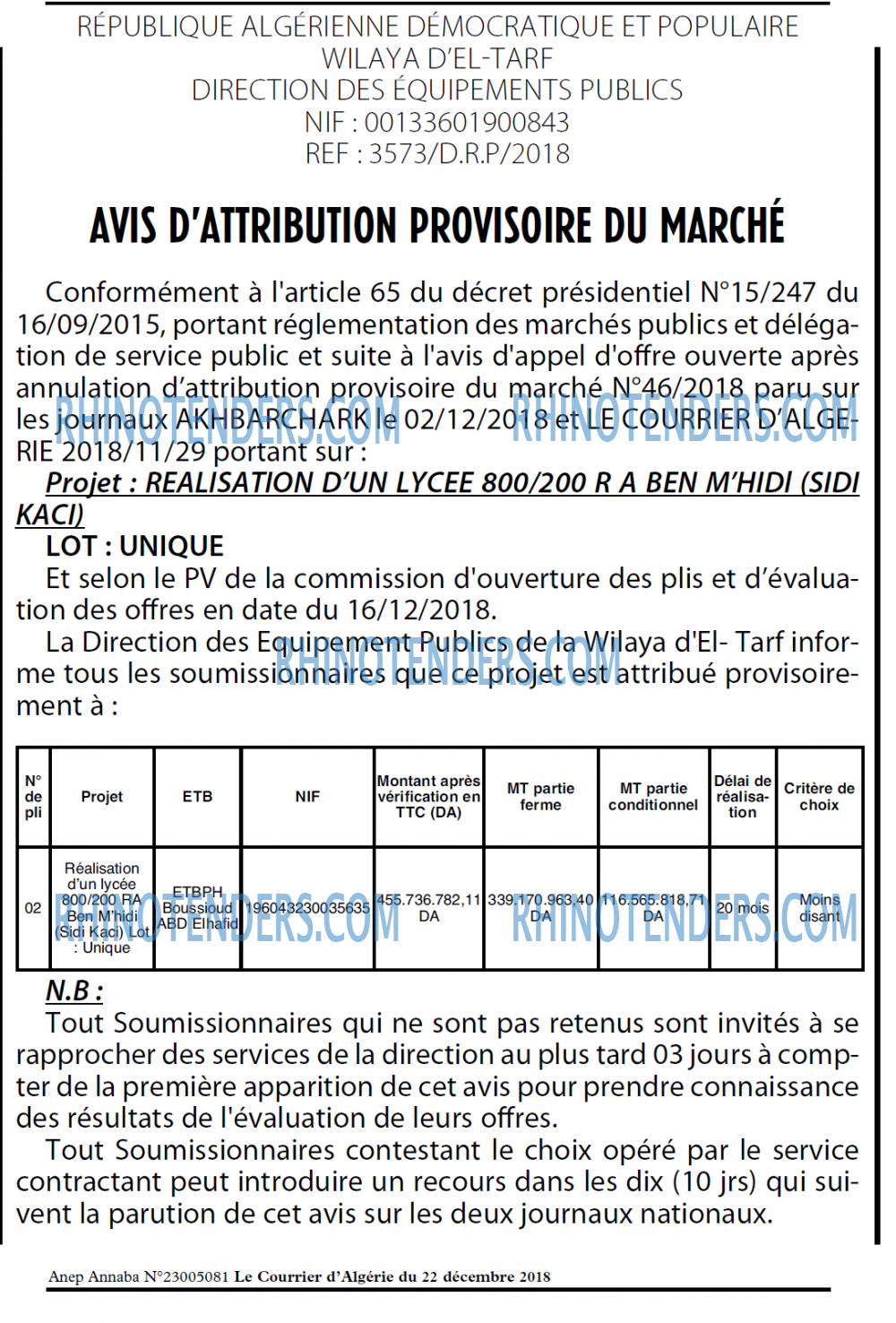 Le Courrier d'Algerie