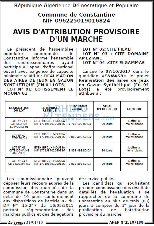 LE TEMPS D'ALGERIE