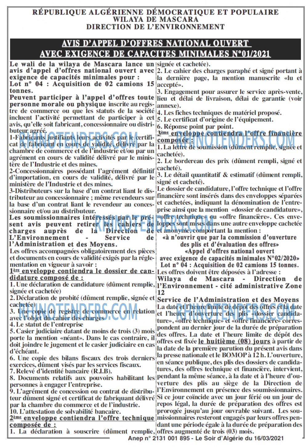 LE SOIR D'ALGERIE