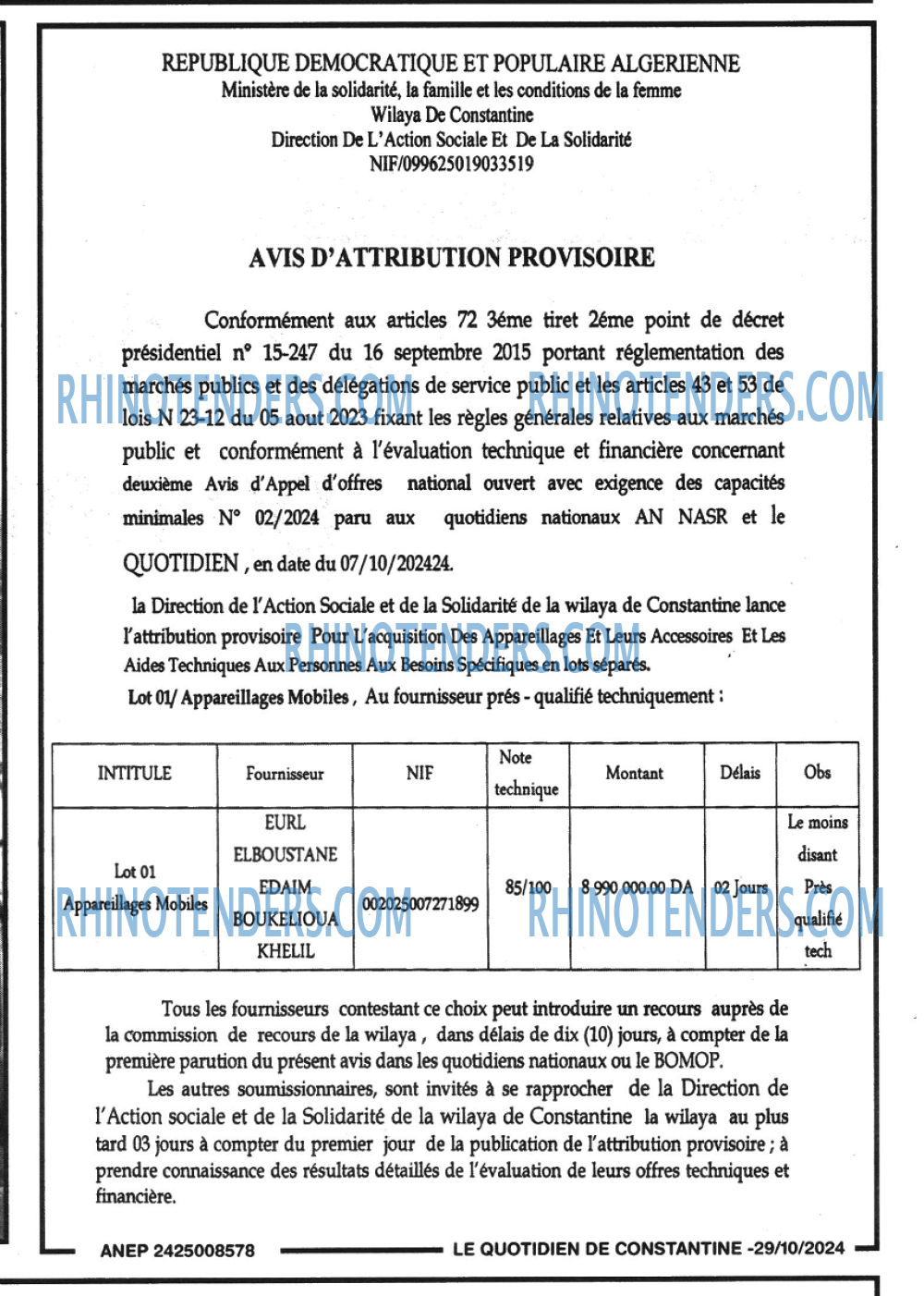 LE QUOTIDIEN DE CONSTANTINE