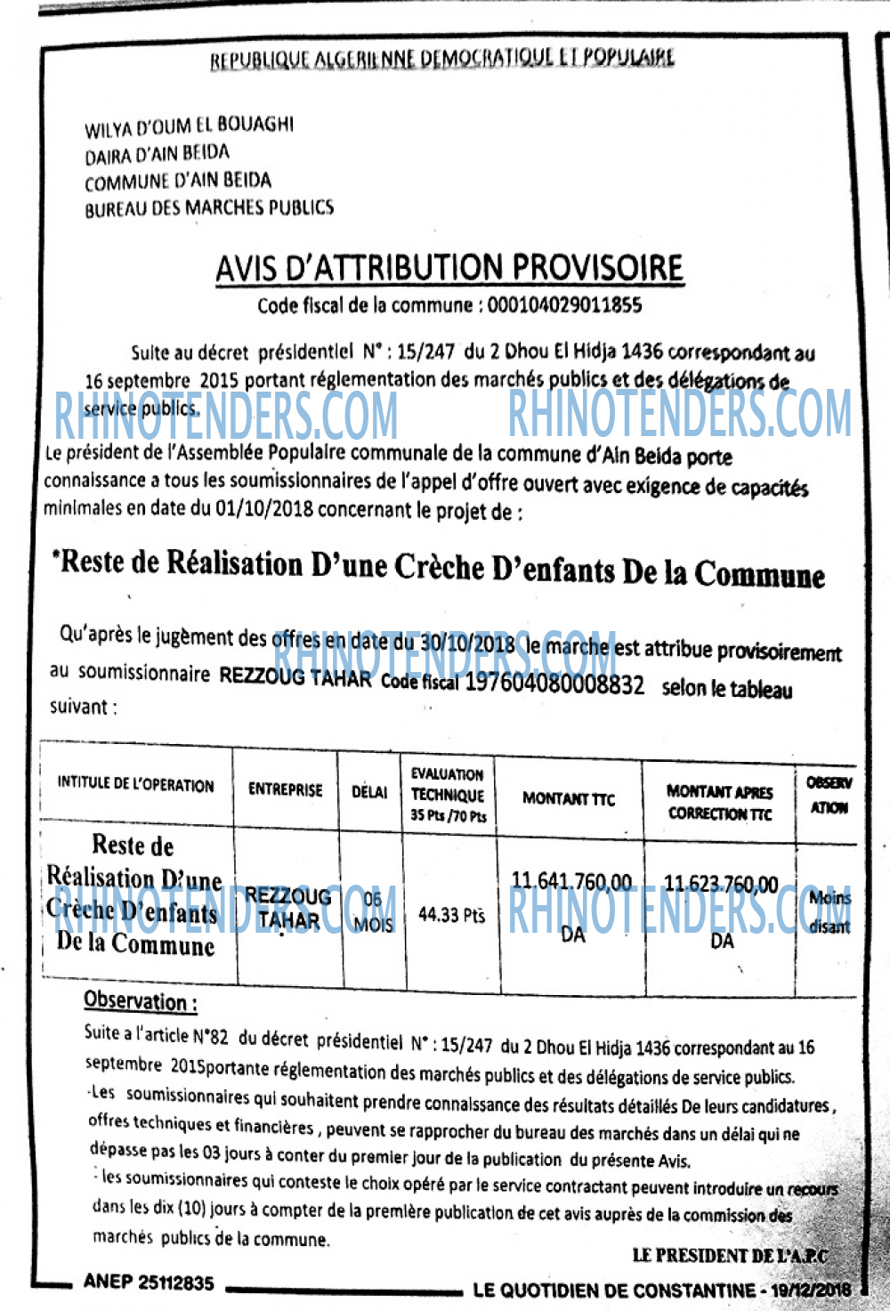 LE QUOTIDIEN DE CONSTANTINE