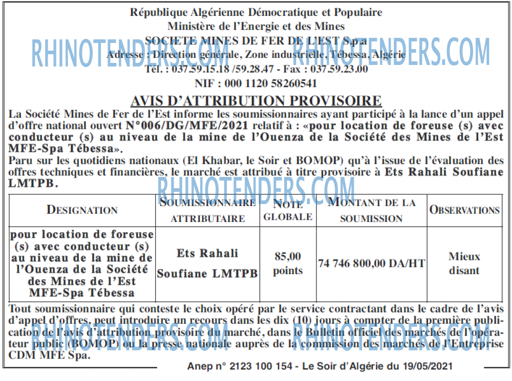 LE SOIR D'ALGERIE