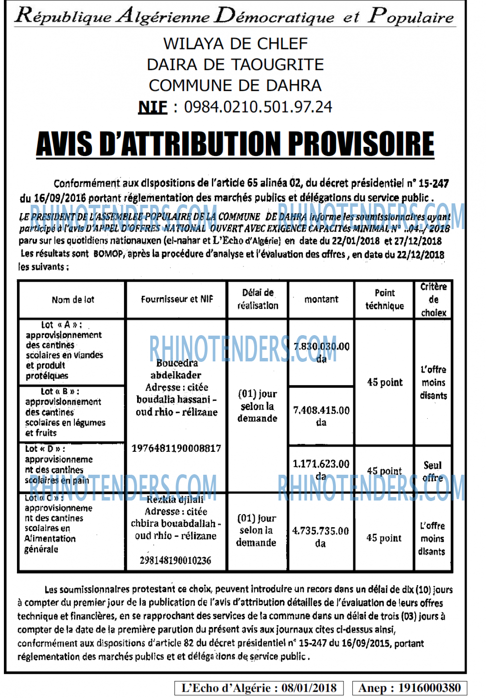 L'ECHO D'ALGERIE
