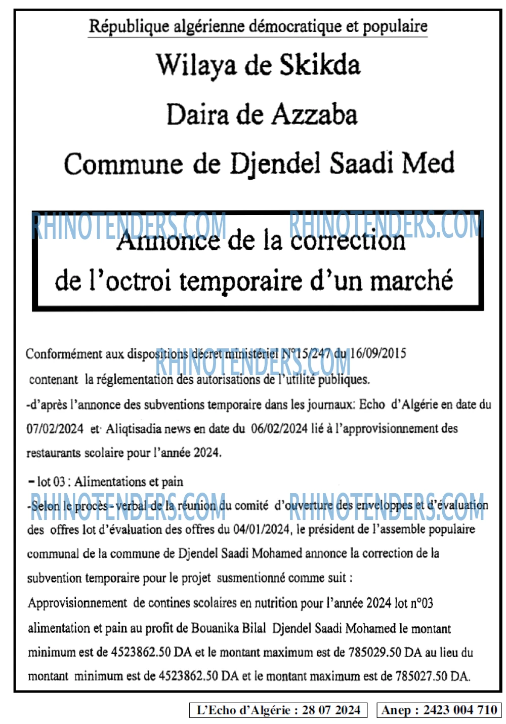 L'ECHO D'ALGERIE