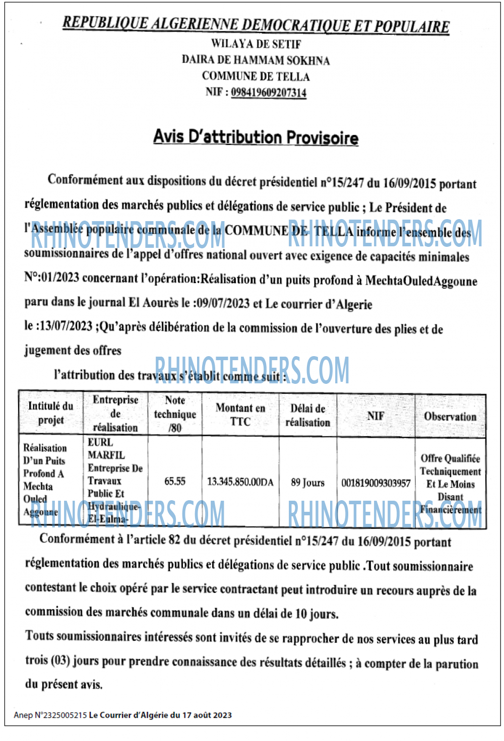 Le Courrier d'Algerie