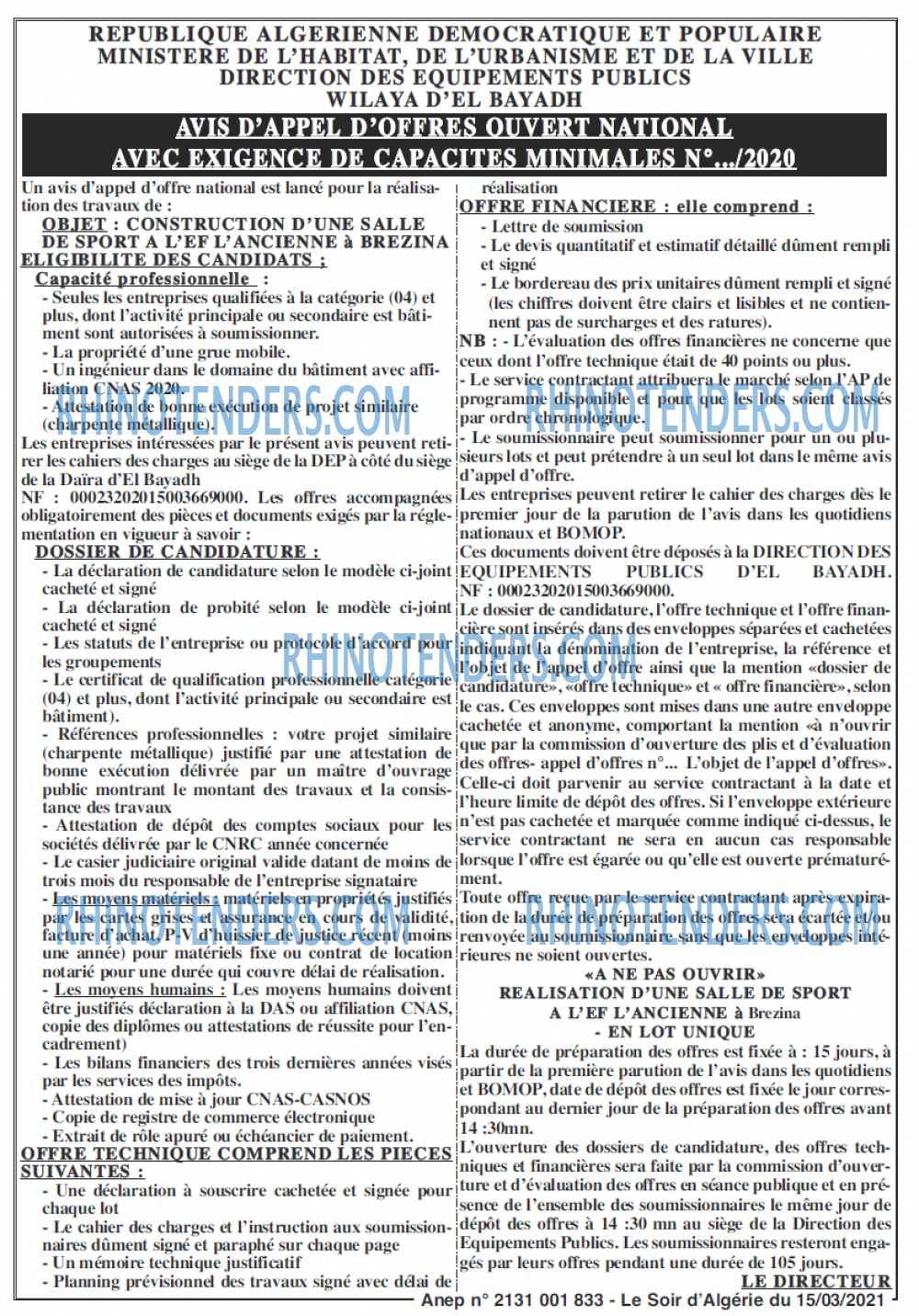 LE SOIR D'ALGERIE