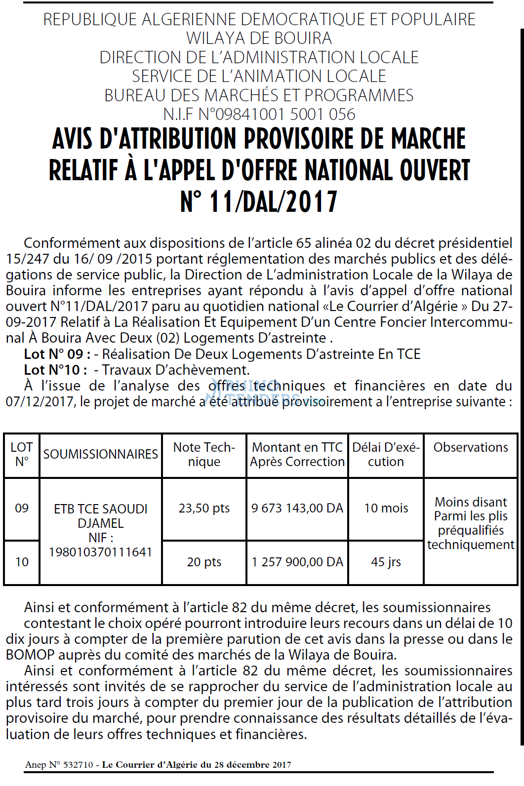Le Courrier d'Algerie
