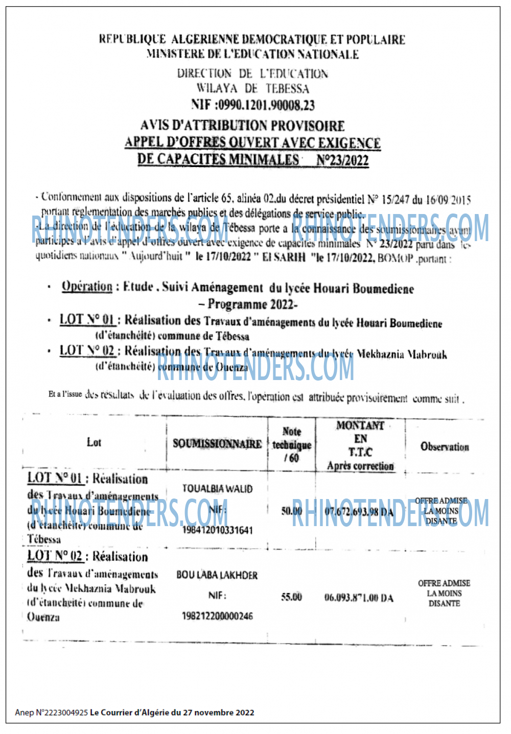 Le Courrier d'Algerie