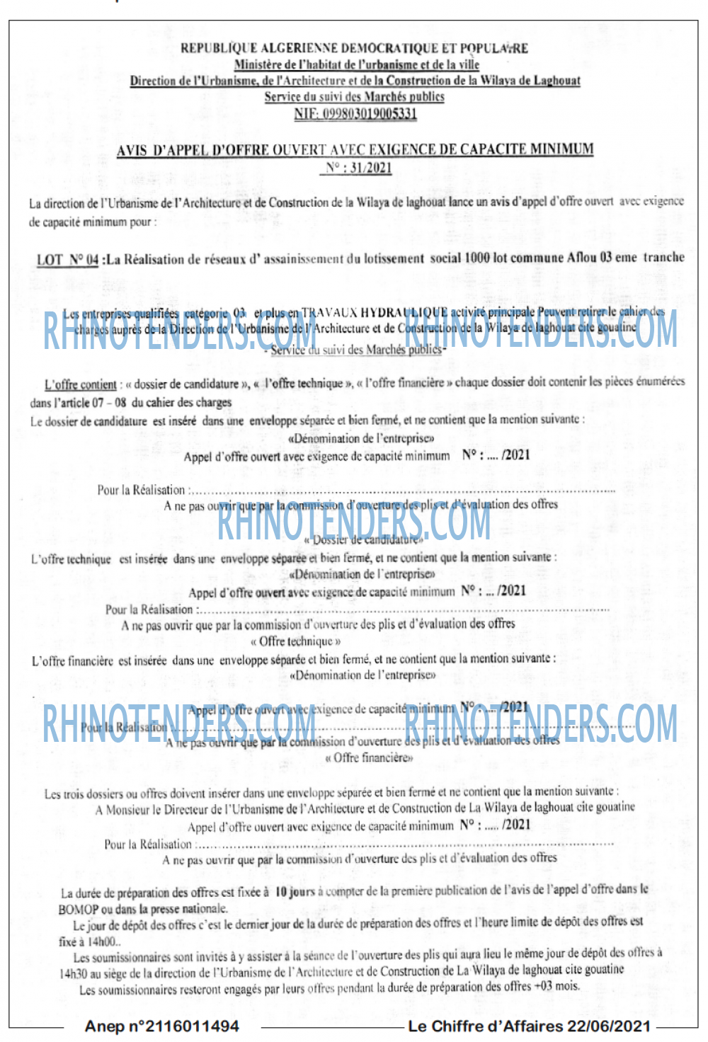 Le Chiffre d'Affaires