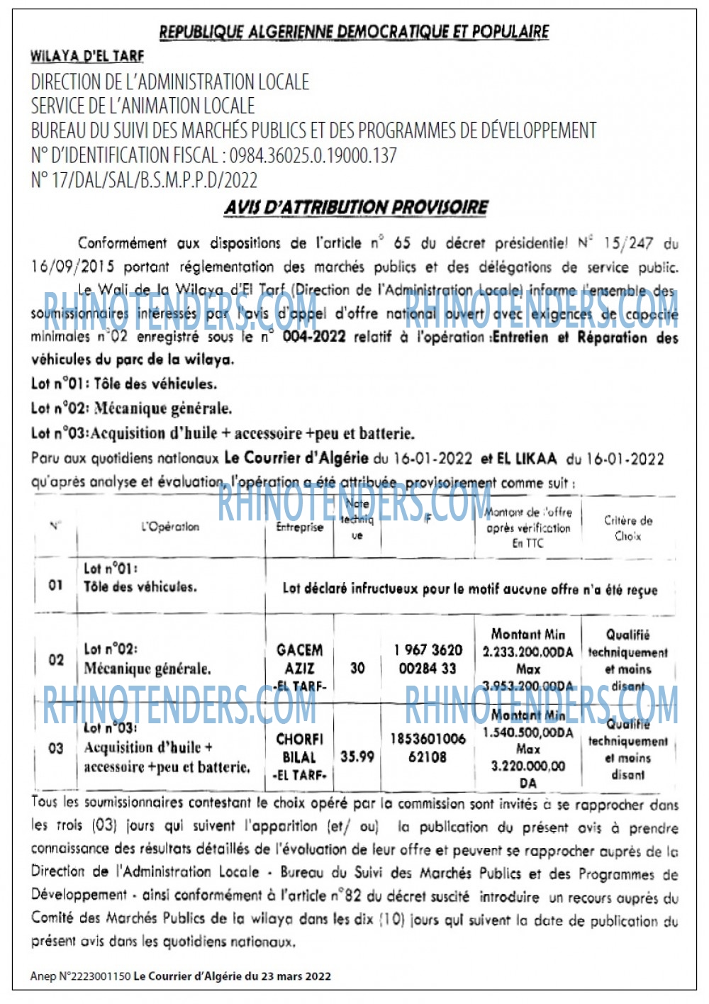 Le Courrier d'Algerie