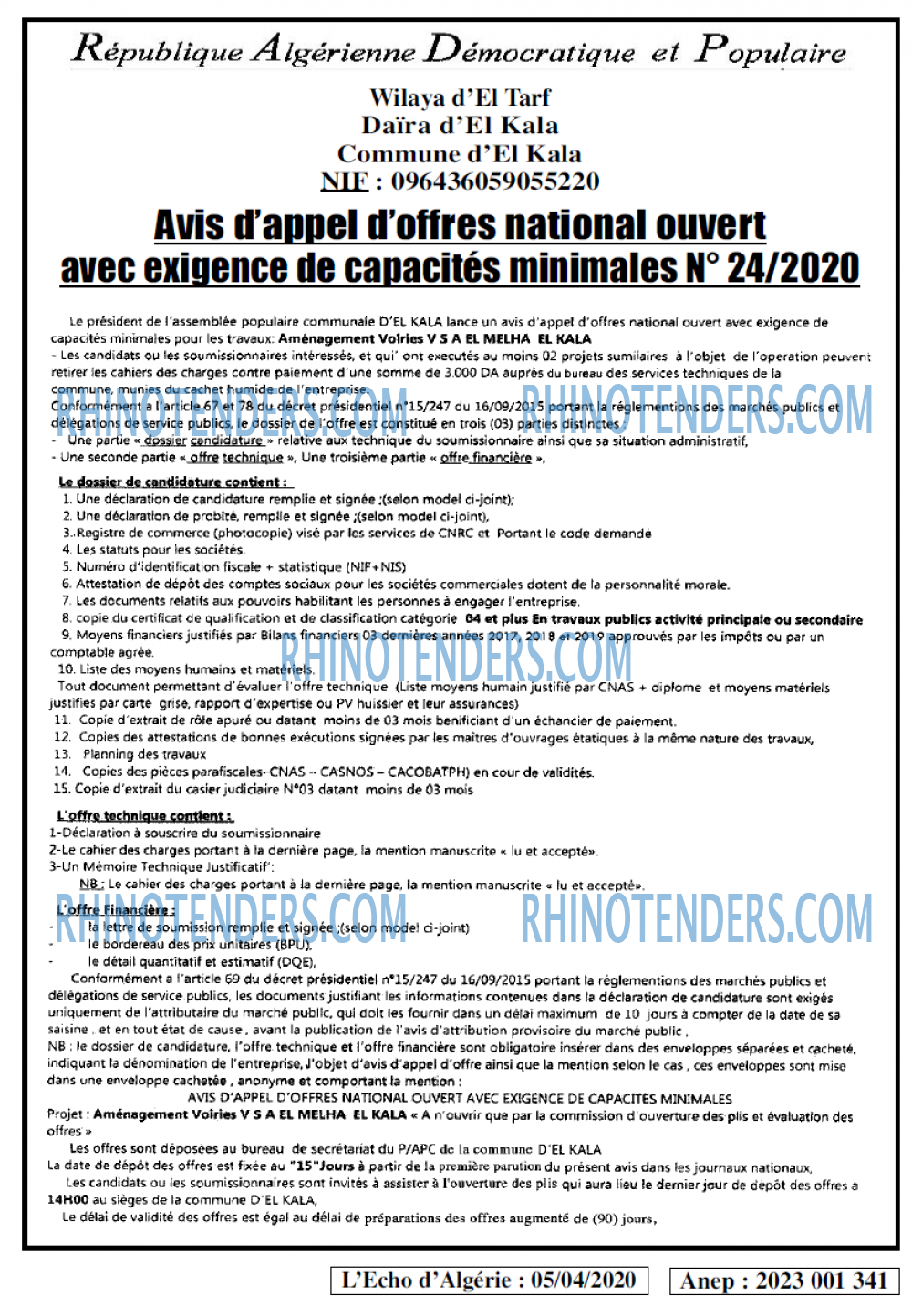 L'ECHO D'ALGERIE