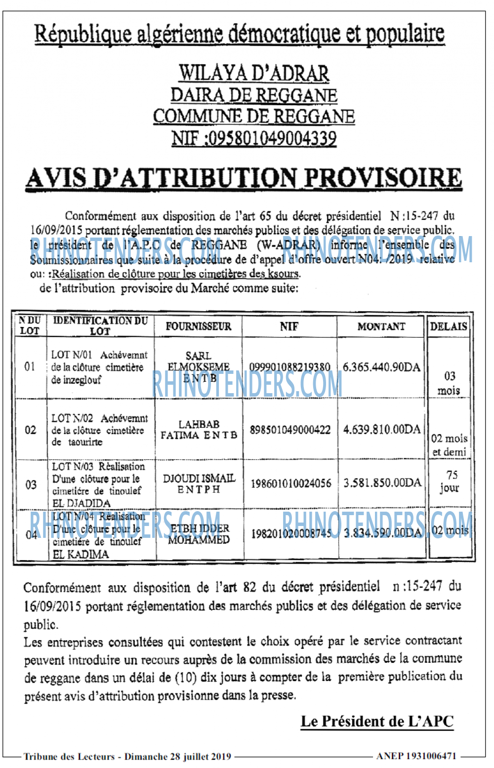 TRIBUNE DES LECTEURS