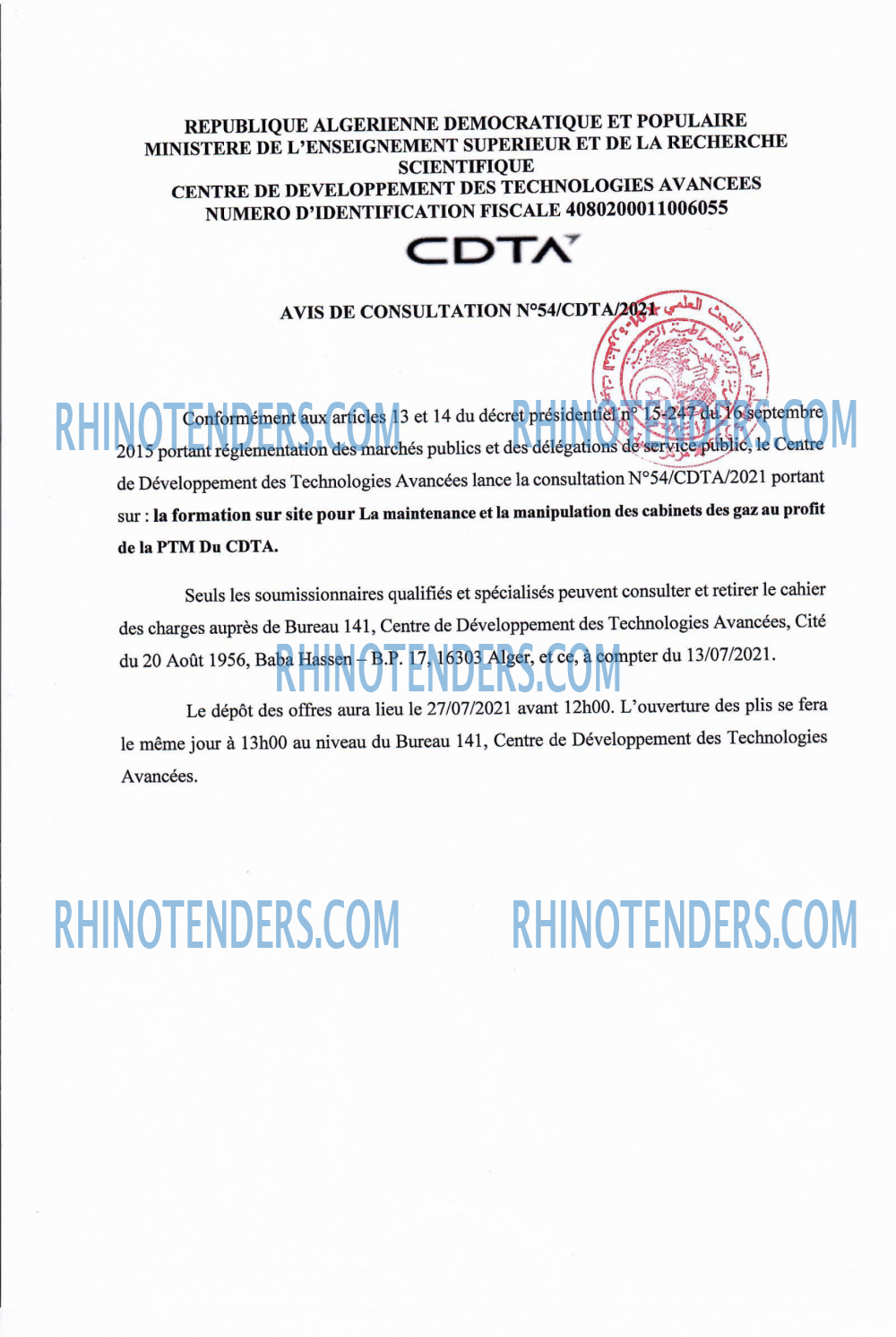 CDTA - Centre De Développement Des Technologies Avancées
