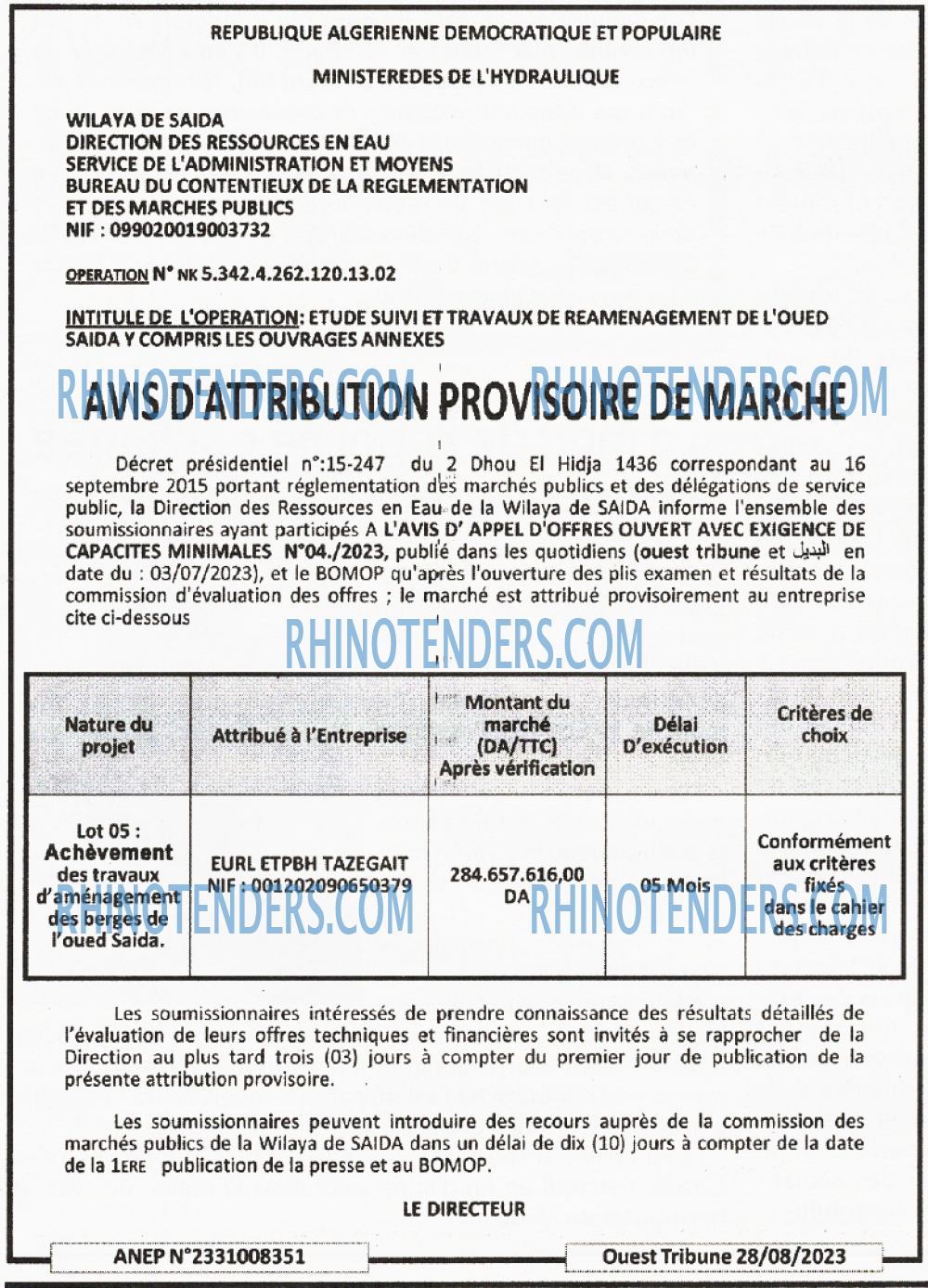 ouest TRIBUNE