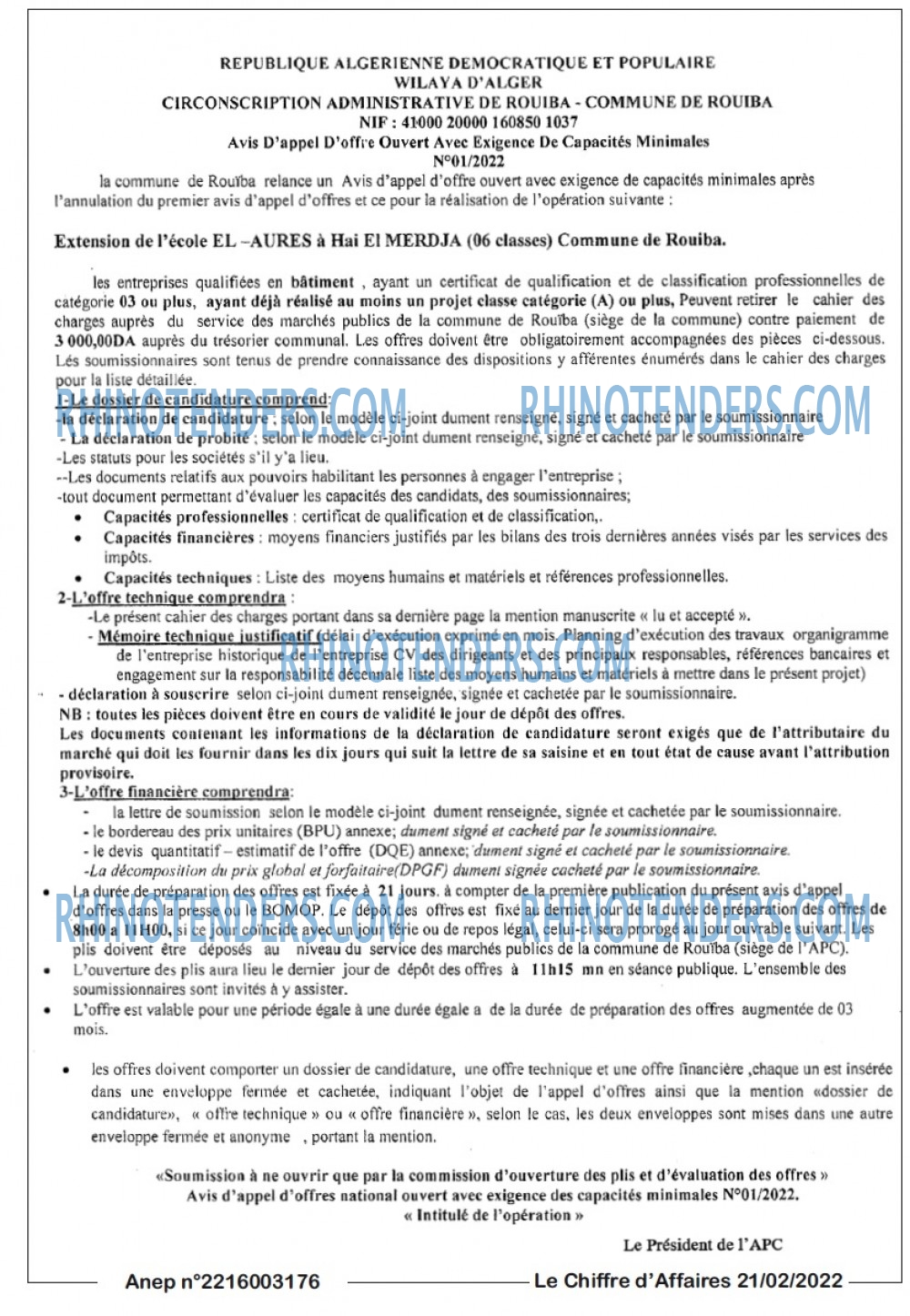 Le Chiffre d'Affaires