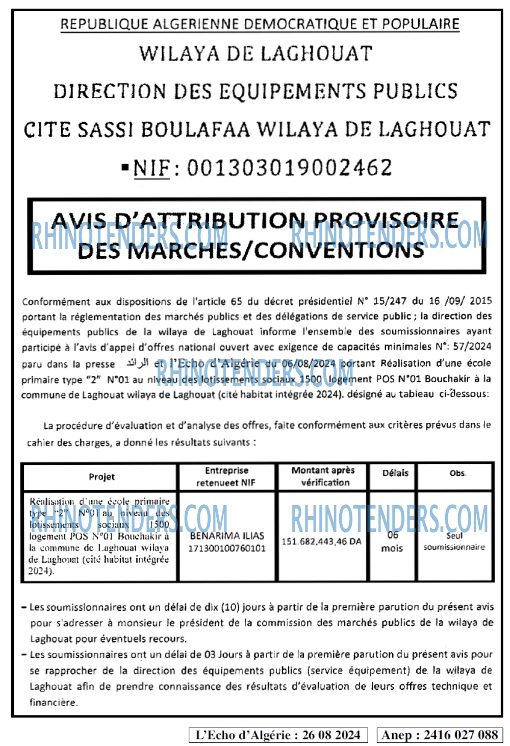 L'ECHO D'ALGERIE