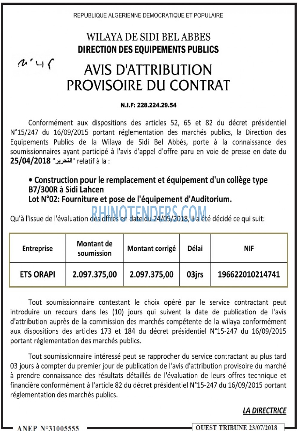 ouest TRIBUNE