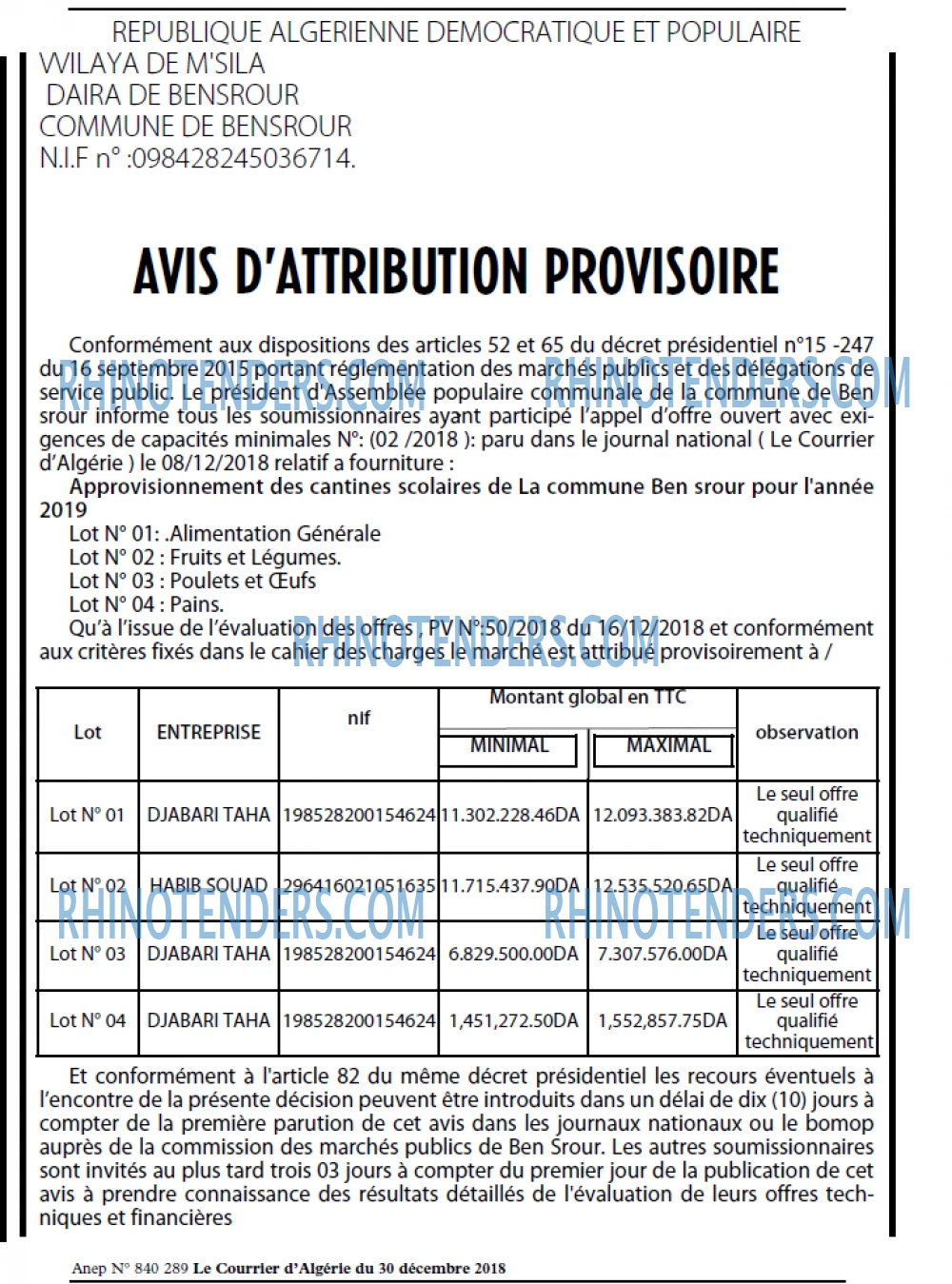 Le Courrier d'Algerie
