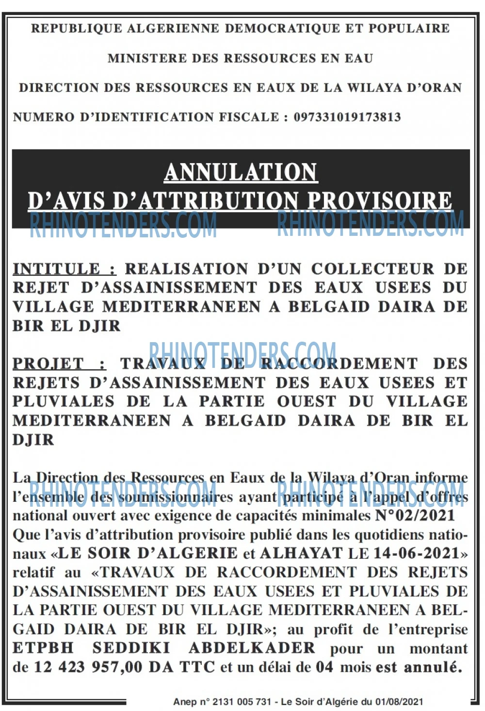 LE SOIR D'ALGERIE