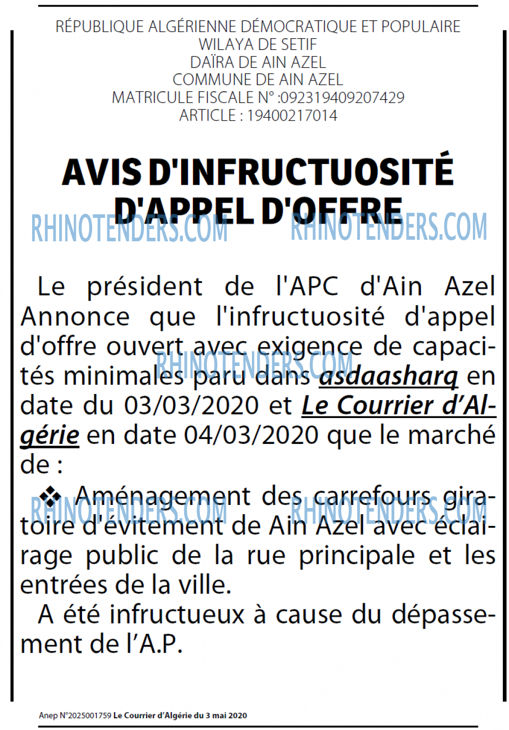 Le Courrier d'Algerie