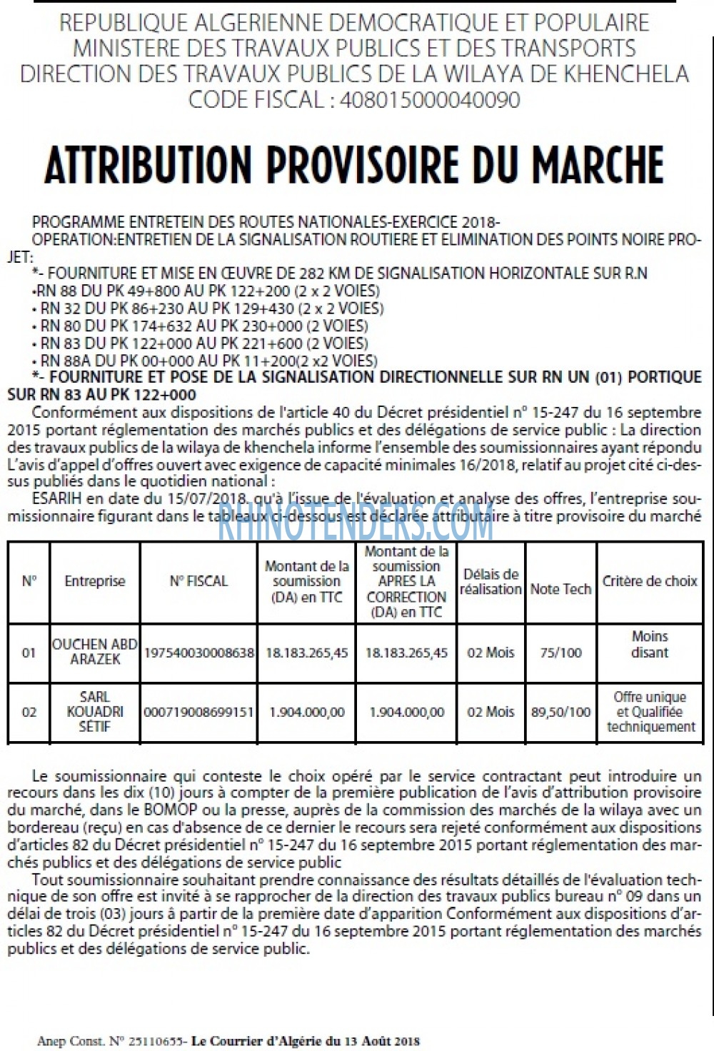 Le Courrier d'Algerie