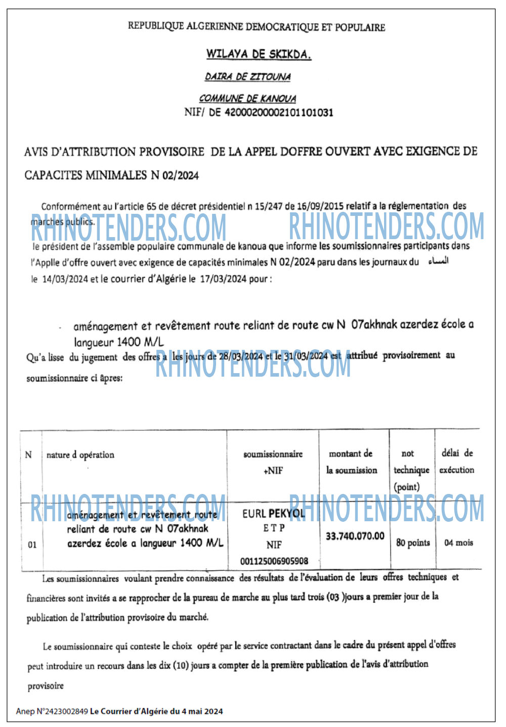 Le Courrier d'Algerie