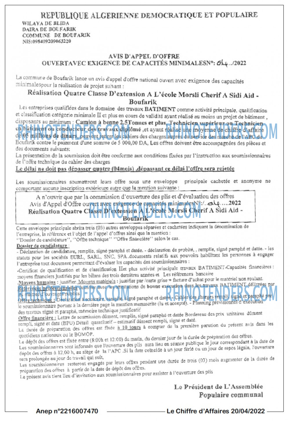 Le Chiffre d'Affaires