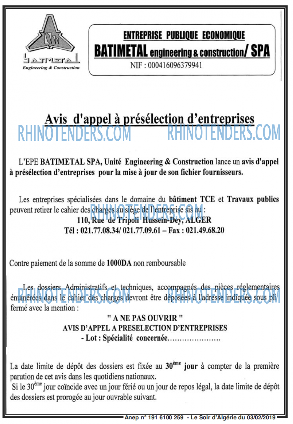 LE SOIR D'ALGERIE