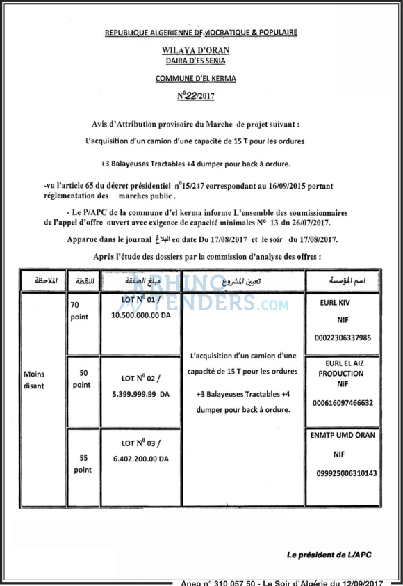 LE SOIR D'ALGERIE