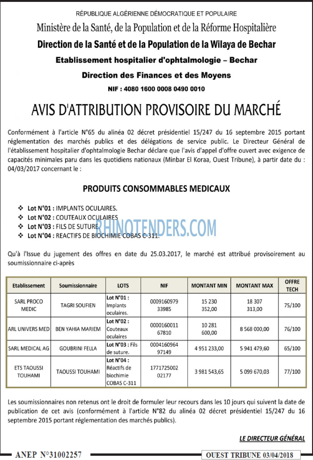 ouest TRIBUNE