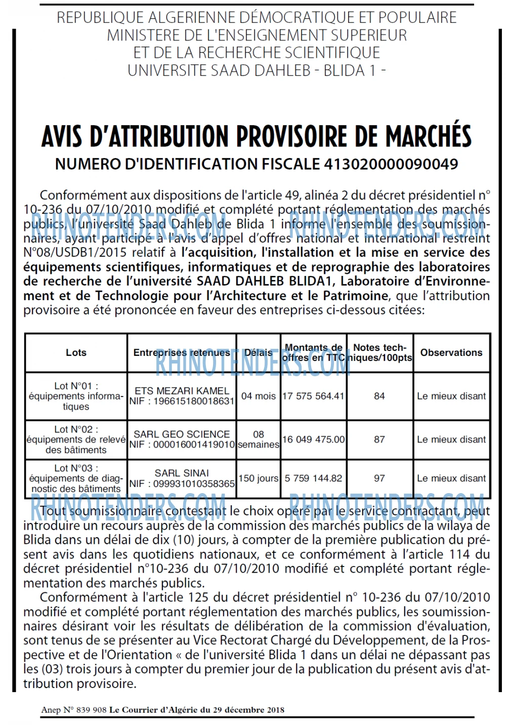 Le Courrier d'Algerie