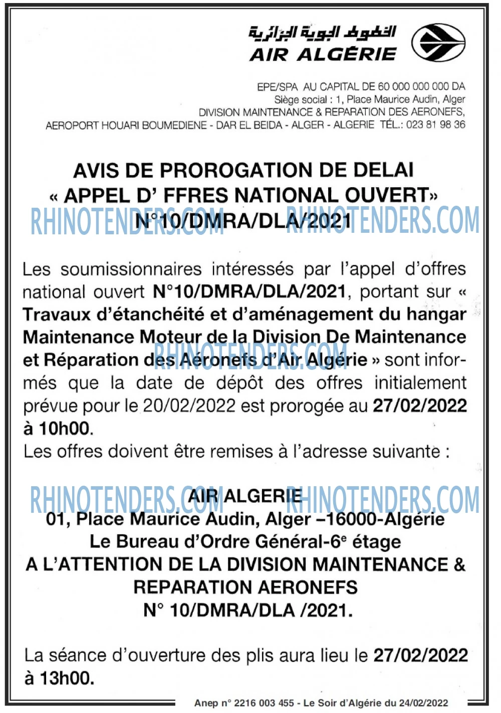 LE SOIR D'ALGERIE
