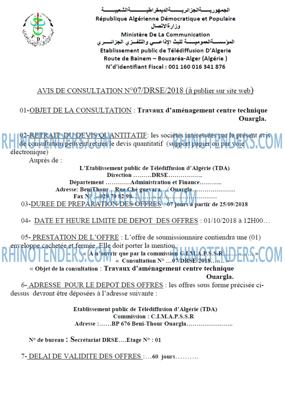 TDA - Télédiffusion d'Algérie