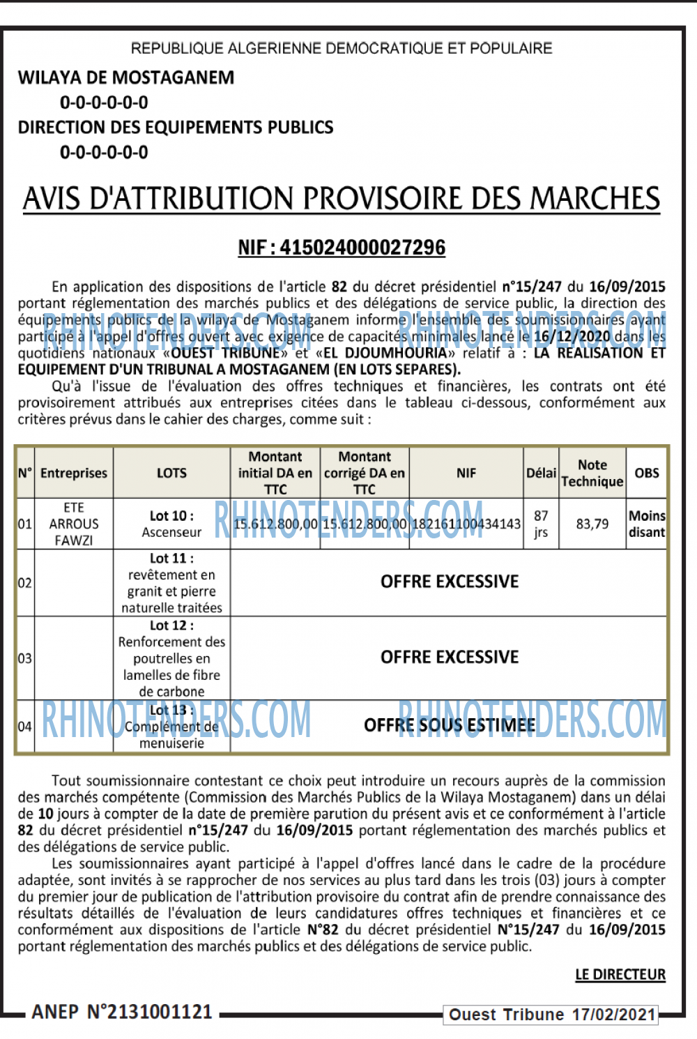 ouest TRIBUNE