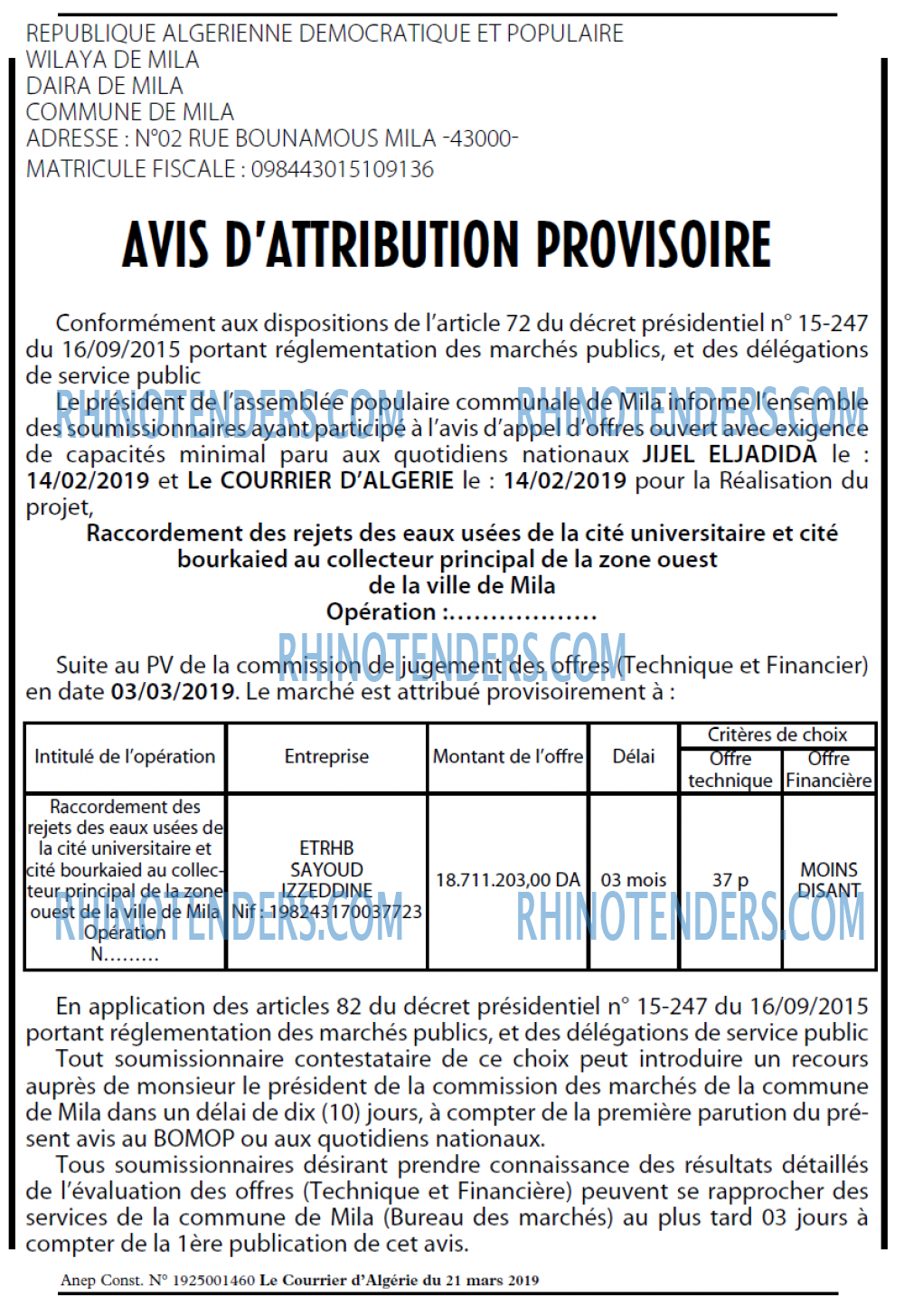 Le Courrier d'Algerie