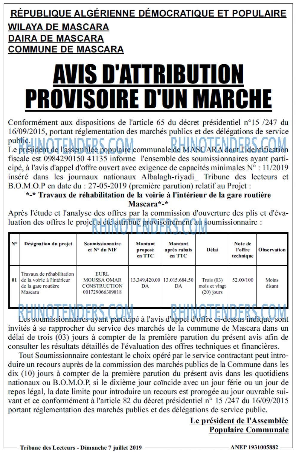 TRIBUNE DES LECTEURS