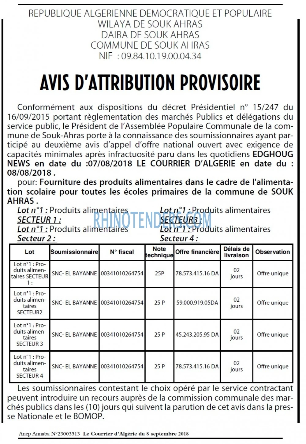 Le Courrier d'Algerie