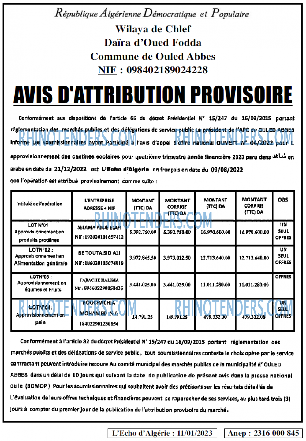 L'ECHO D'ALGERIE