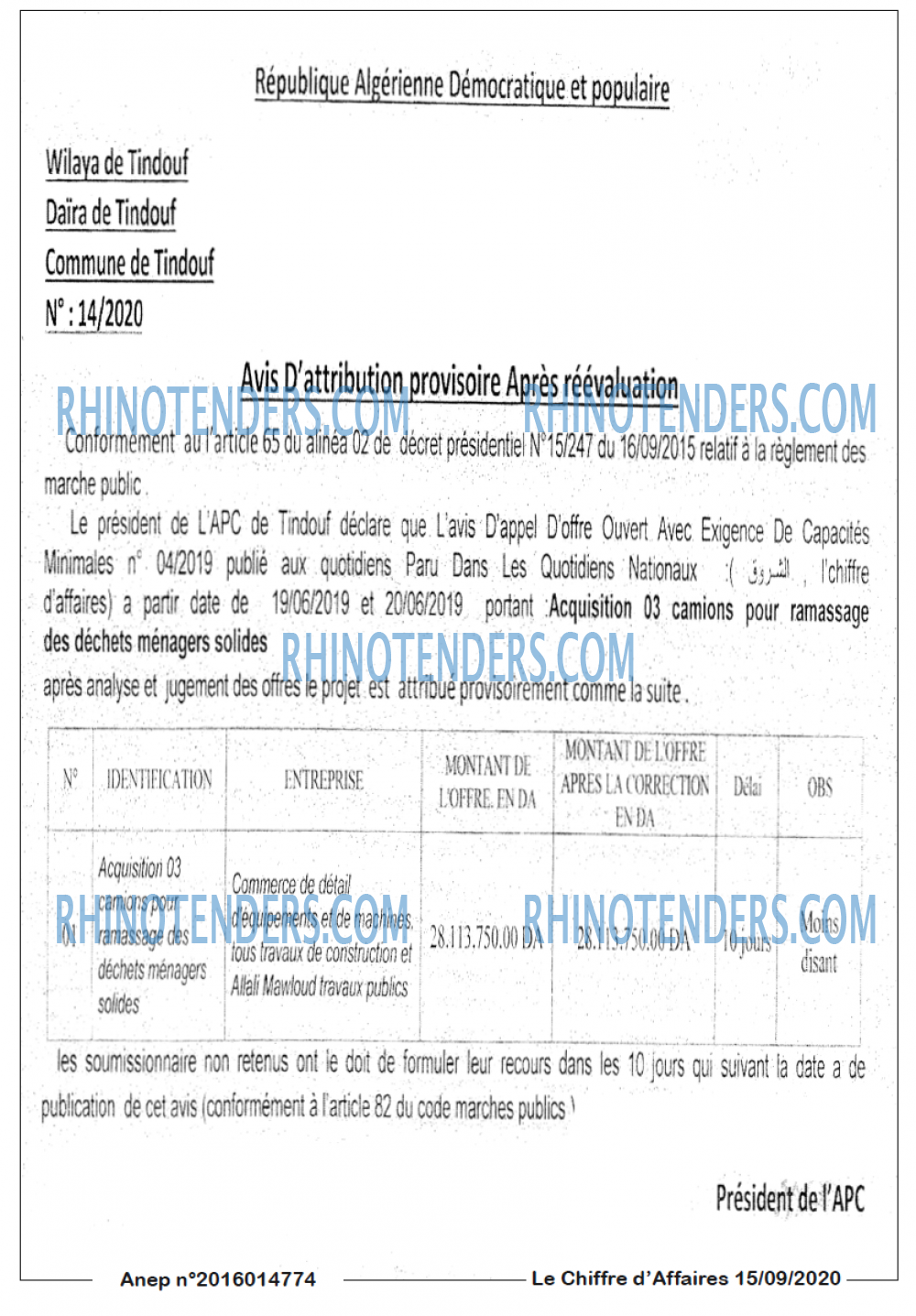 Le Chiffre d'Affaires