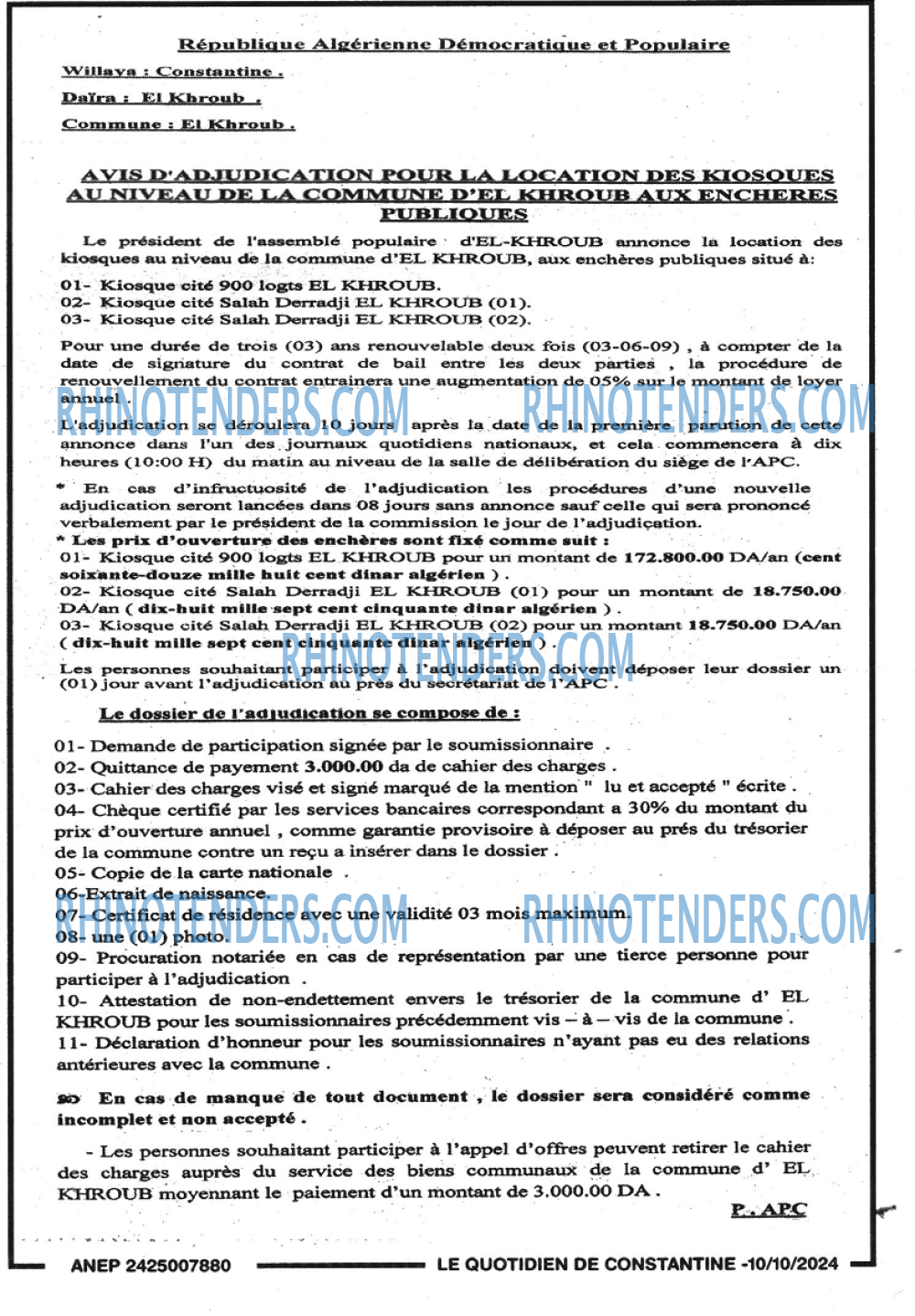 LE QUOTIDIEN DE CONSTANTINE