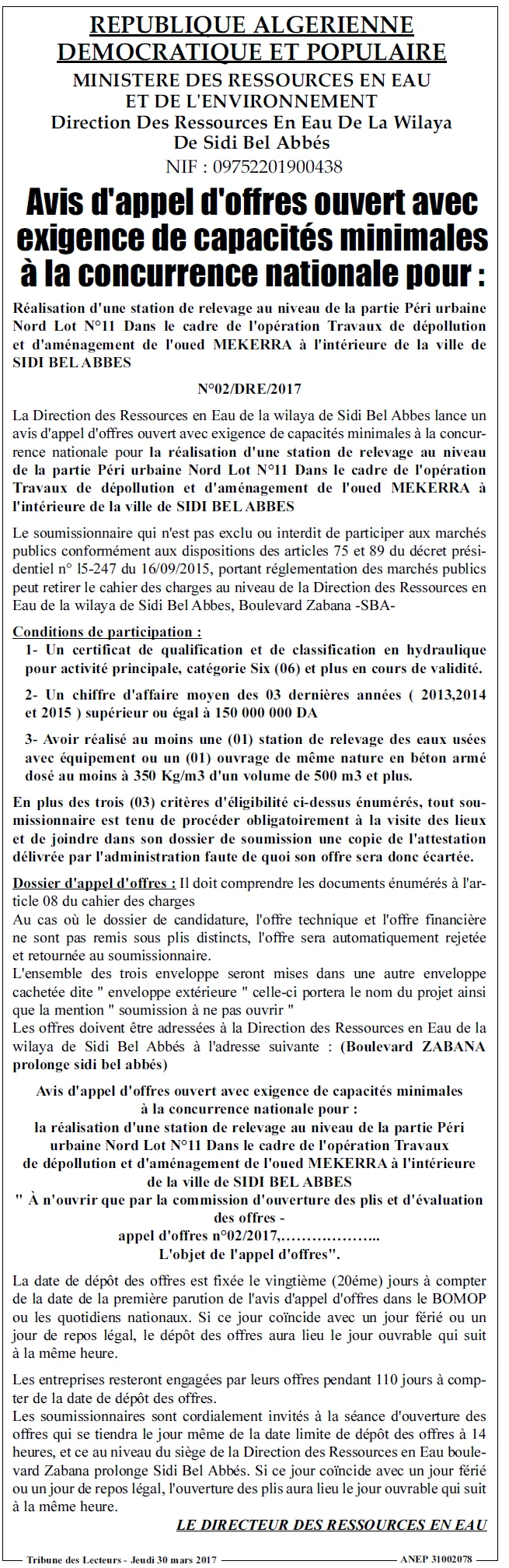 TRIBUNE DES LECTEURS