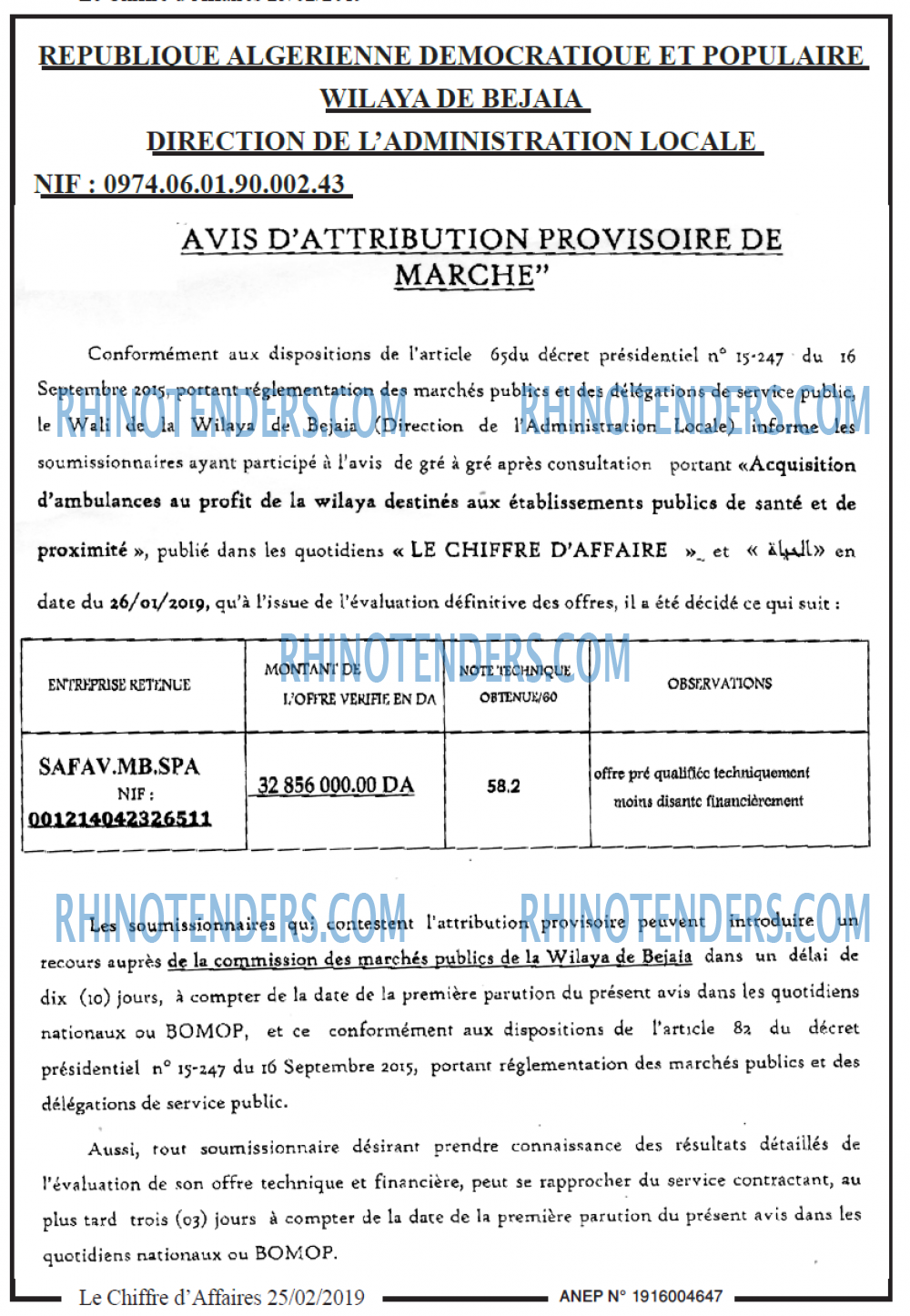 Le Chiffre d'Affaires