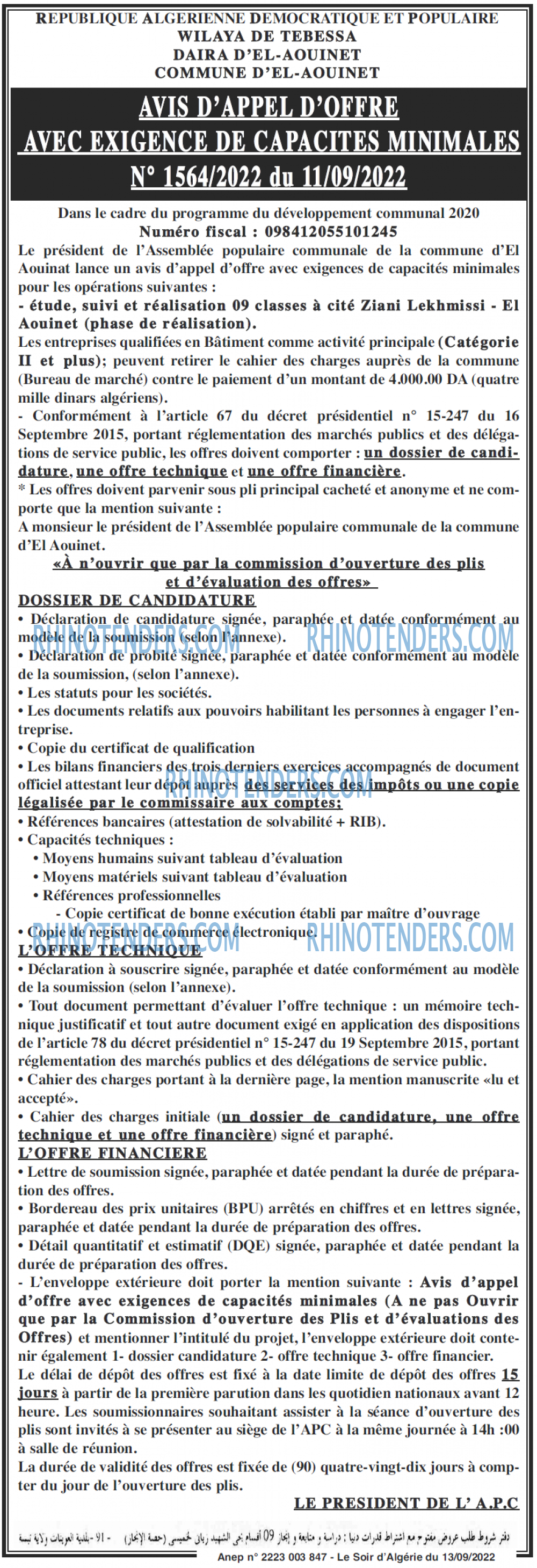 LE SOIR D'ALGERIE