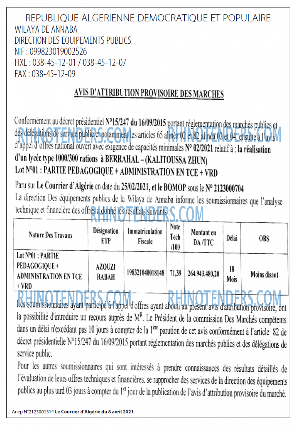 Le Courrier d'Algerie
