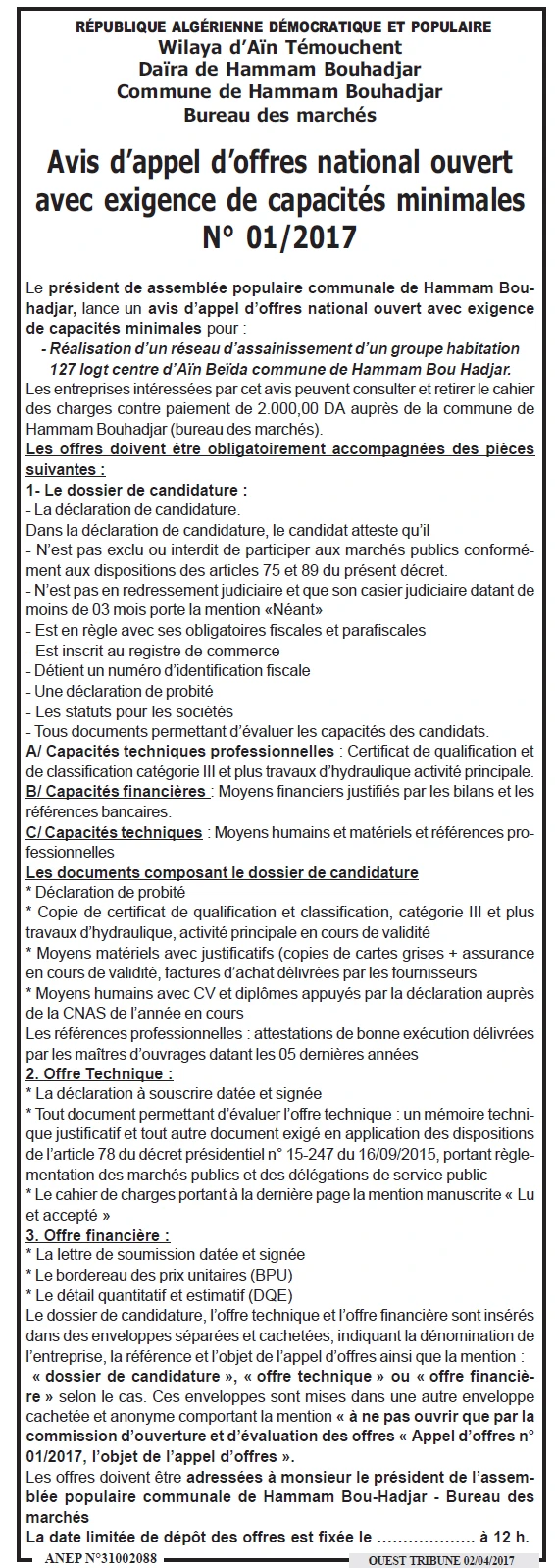 ouest TRIBUNE