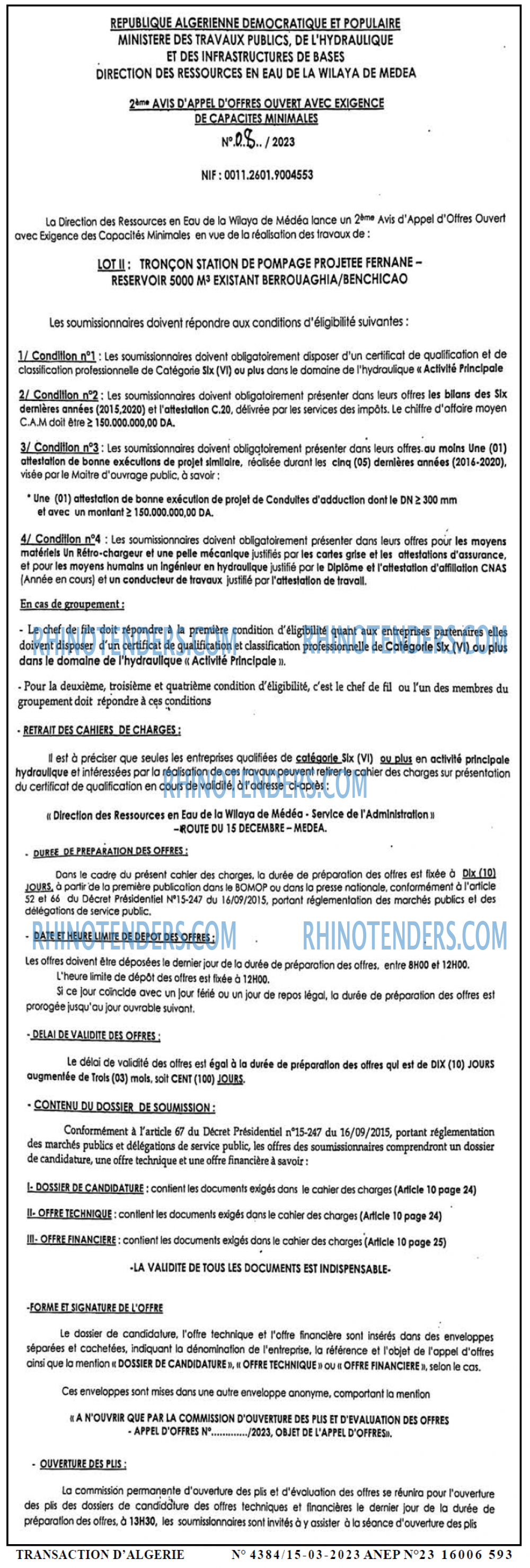 TRANSACTION D'ALGERIE