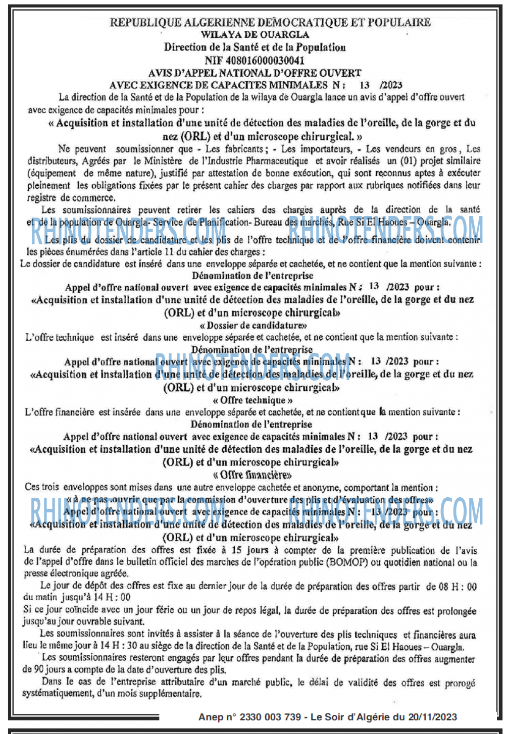 LE SOIR D'ALGERIE